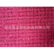 绍兴县龙邦纺织品有限公司-玫红色小香风粗花呢面料 服装面料 编织呢料 