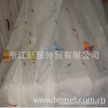 浙江新星外贸有限公司-窗帘布玻璃纱开心果绣花窗纱