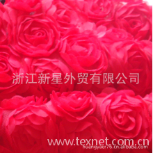 浙江新星外贸有限公司-绣花布绣花面料网布底盘带绣玫瑰花