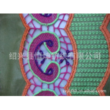 绍兴县恒坤纺织有限公司-厂家直销：网布平绣贴布 激光绣花 网布珠片绣花 特殊绣花面料 