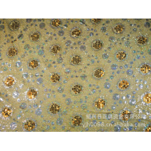 绍兴县正淇烫金有限公司-供应成品/电脑绣花加工网布金片绣 ，珠片绣（亮片）绣花面料