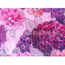 绍兴县宝元纺织品有限公司-供应TC印花透明片满幅珠片绣加工厂