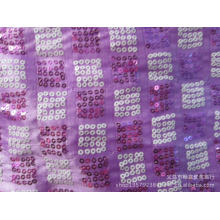 义乌市畅鑫皮革商行-【厂家直销】色丁印花+珠片0.3双色正方形/绣花面料/绣花布