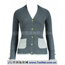 上海柏日国际贸易有限公司 -女士V领斜肩开衫（异色口袋）